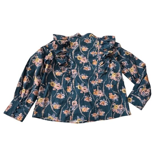 LoveShackFancy Beatrix Floral Blouse, Midnight Blush, Size L, New with tag - Picture 6 of 14